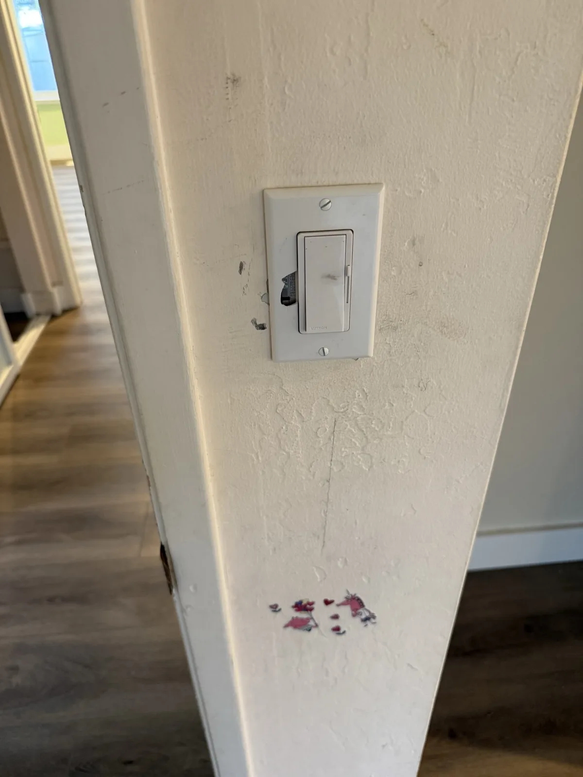 Marked and worn wall